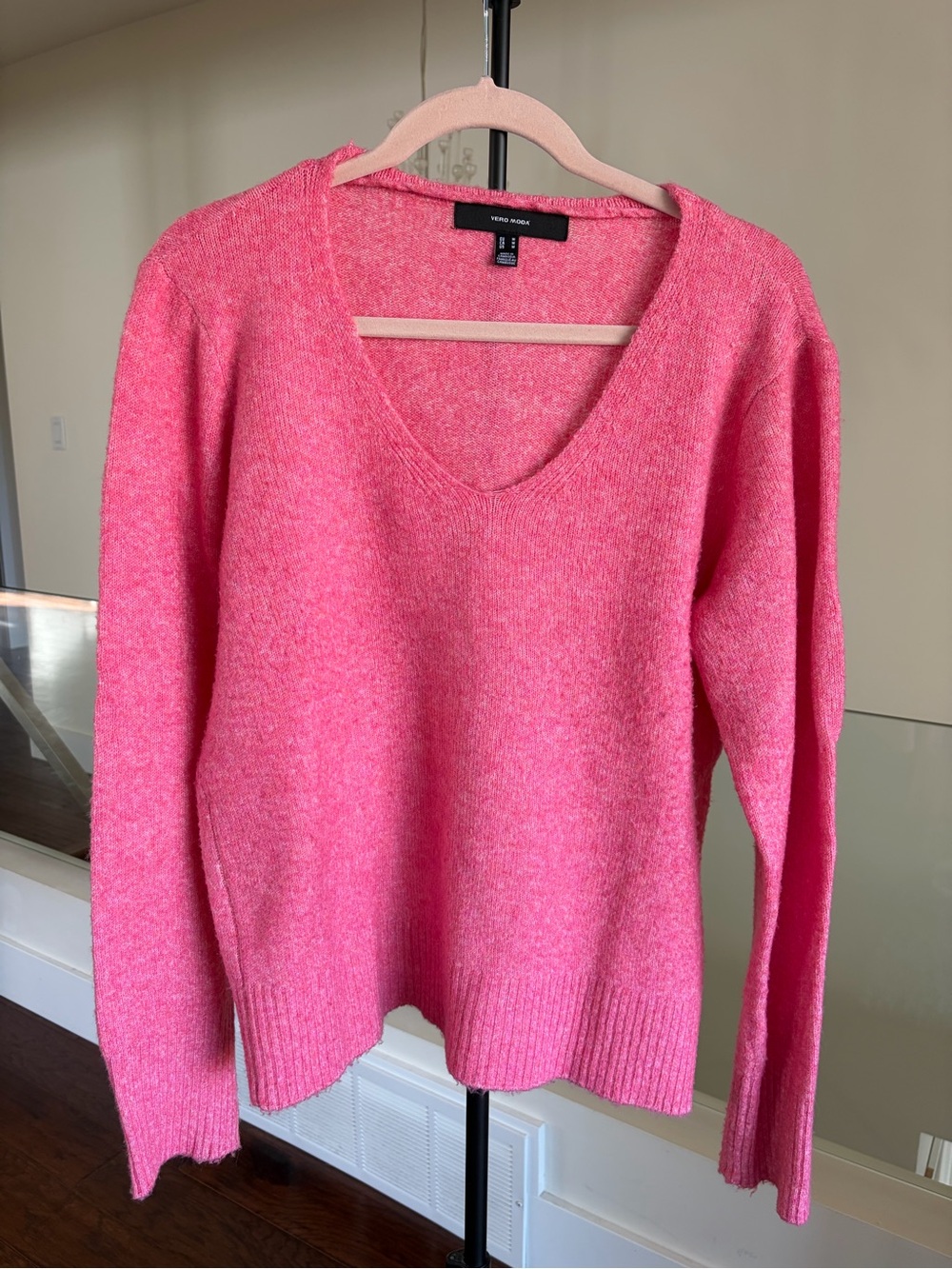 Vero Moda Bright Pink V-Neck Sweater